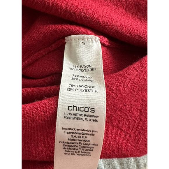 Chico's Red Cowl Neck Long Sleeve Lightweight Sweater 0 Small Minor Flaw - Picture 7 of 8